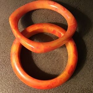 Bakelite Orange and Red Swirl